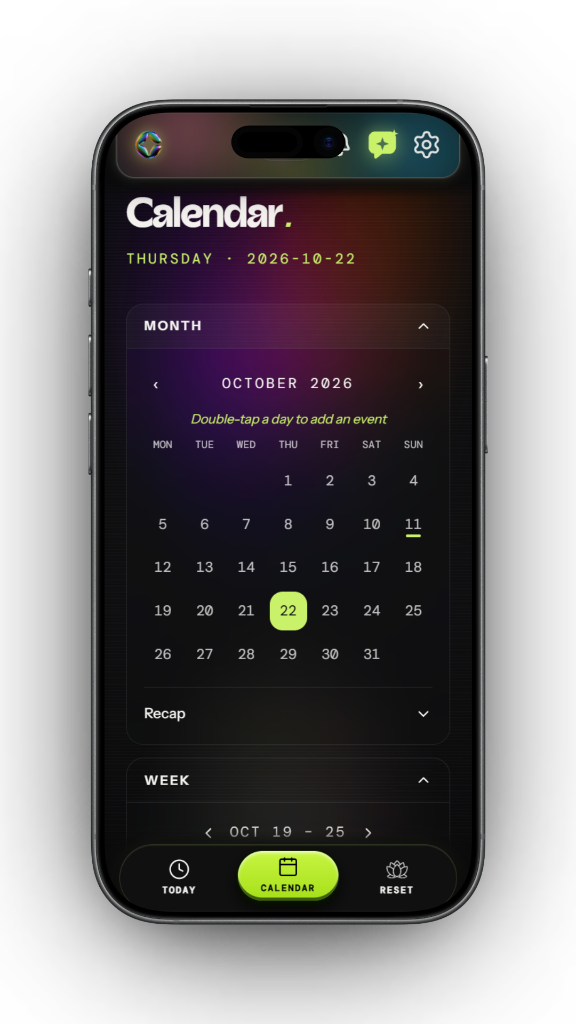 Clariflow calendar showing the month and week